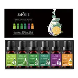 Scented Diffuser Oil Set - 6 Bottles x 10ml Essential Oils for Aromatherapy, Massage, Skincare & Home Cleaning - Tea Tree, Citronella, Rosemary, Eucalyptus, Lavender, Orange - Natural & Pure - Long Lasting Fragrance