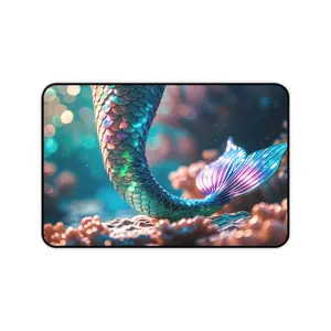 Mermaid Themed Desk Mat - Vibrant Ocean Decor, Gaming Mouse Pad, Office Accessories, Unique Gift for Sea Lovers, Home Office Decor