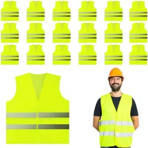 20 Pack Safety Vests Bulk,High Visibility Security Vest with Hi Vis Silver Strip,Mesh Construction Work Vest for Men Women, Raffic Work, Running, Surveyor and Security Guard