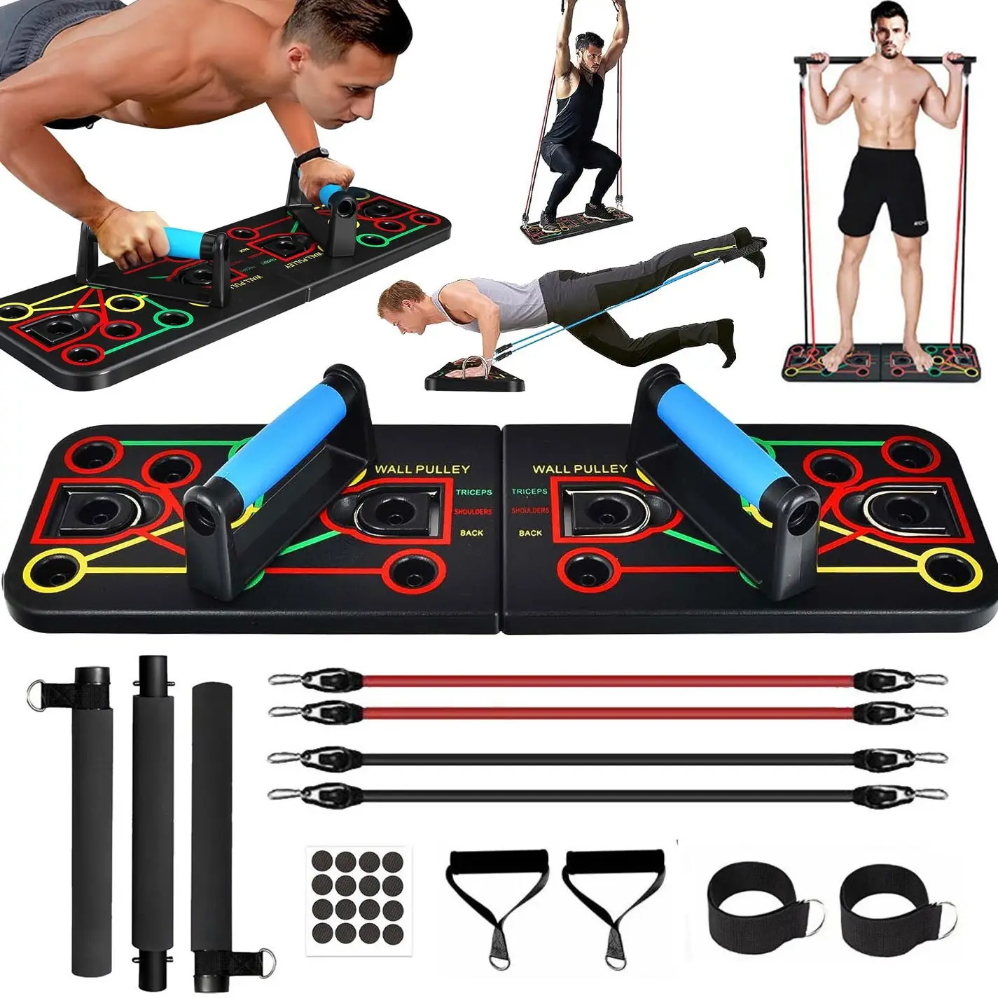 Push Up Board for Men & Women with Silicon Handles, Color Coded Muscle Target Zones Home Gym Equipment Foldable Strength Training Workout Equipment Sp