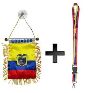 Ecuador flag, mini banner for car | Lanyard y Bandera de Ecuador para carro