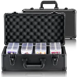 【Summervibes】VEVOR Graded Card Storage Box,  4 Slots, Graded Sports Cards Holder Carrying Case with Key Lock Foam Dividers, for 96 PSA Graded Cards 68 BGS Cards 76 SGC Cards 348 Top Loaders or 999+ Loose Cards