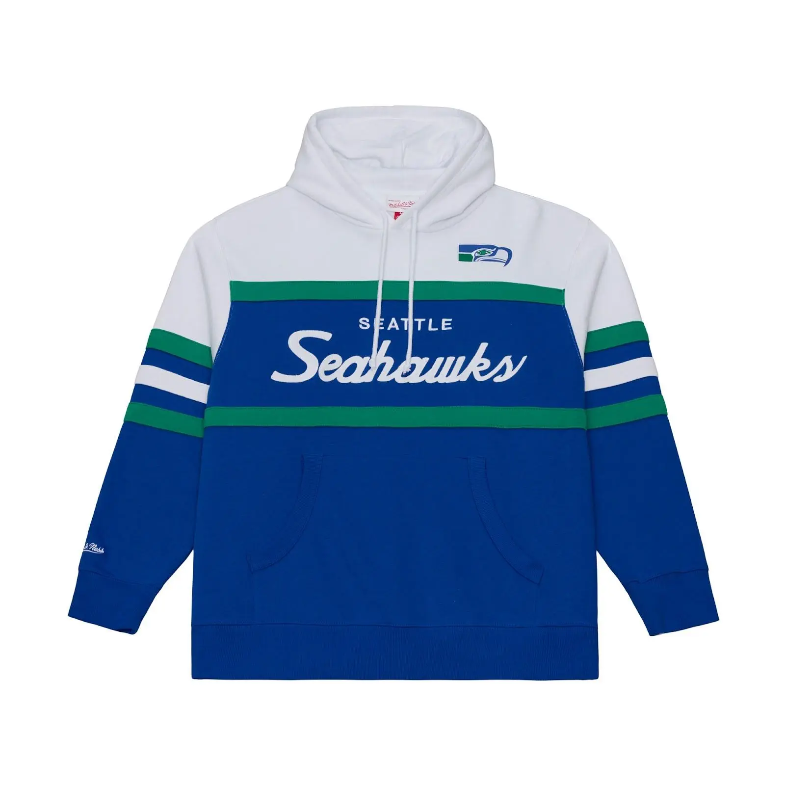 Seattle Seahawks Royal Head Coach Hoodie NFL Throwback Sweatshirt Fleece Vintage Fan Gear Mitchell & Ness