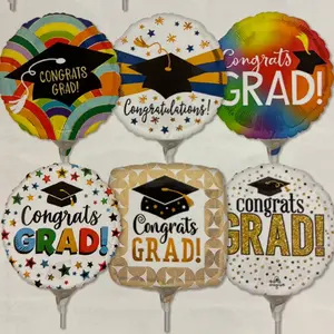 Graduation Balloons - Pack of 12 9" Balloons with Cup and Stick for Decorating Gifts