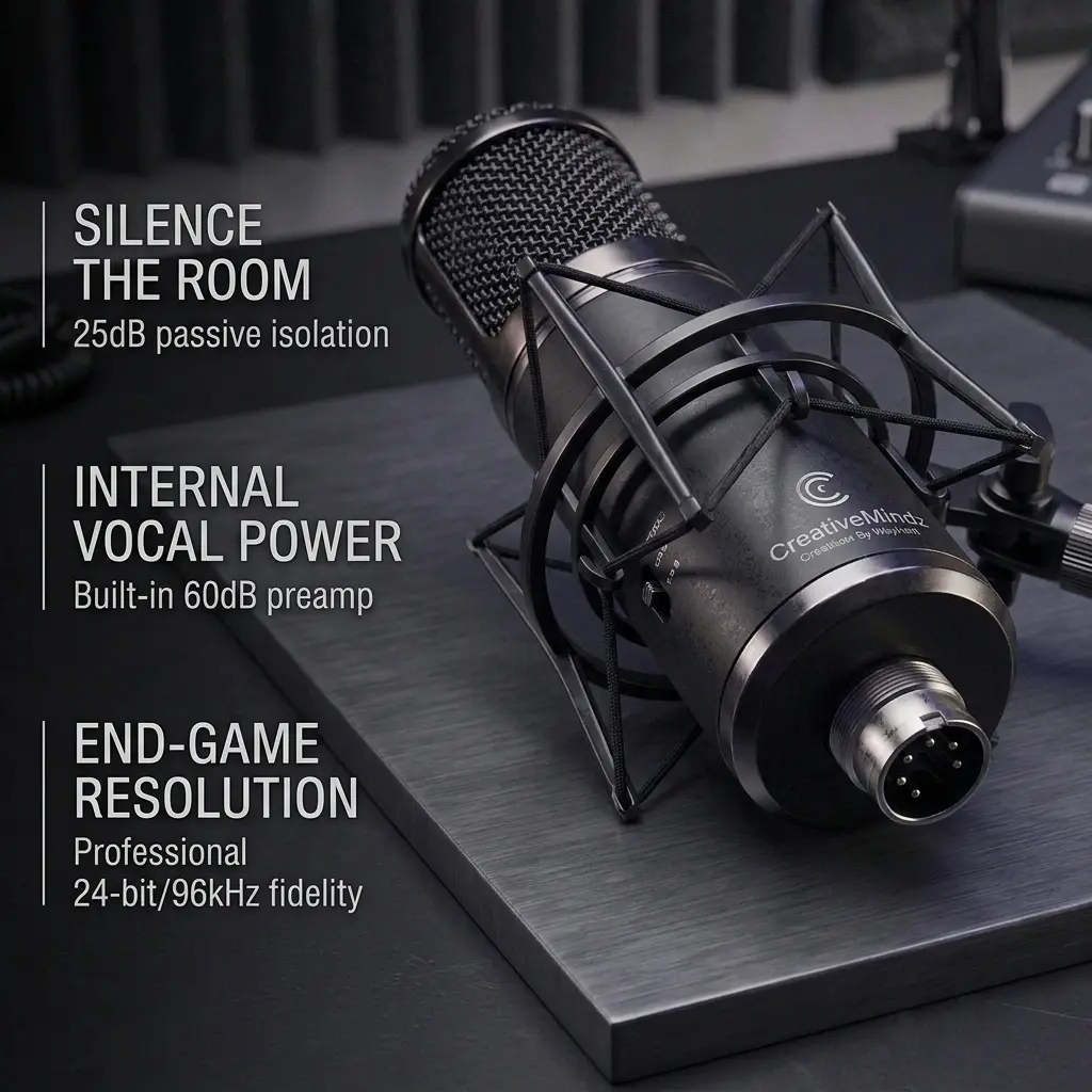 Apex Hybrid Studio Microphone, Professional Audio Recording Mic for Content Creation, Podcasting and music
