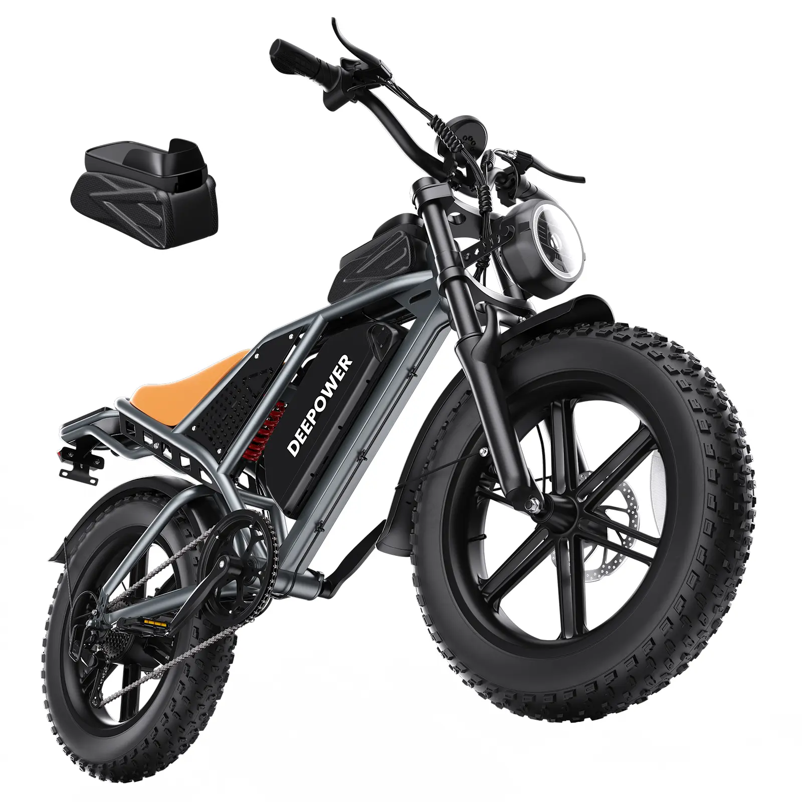 【DEEPOWER】40-70Mile 48V 20Ah  ULRemovable Battery| 750W Max 20MPH|20"x4.0"Puncture-Proof Tires Dual Disc Brakes |Full Suspension|12-Month WarrantylOff-Road E-Bike with Long Range & All-Terrain Performance