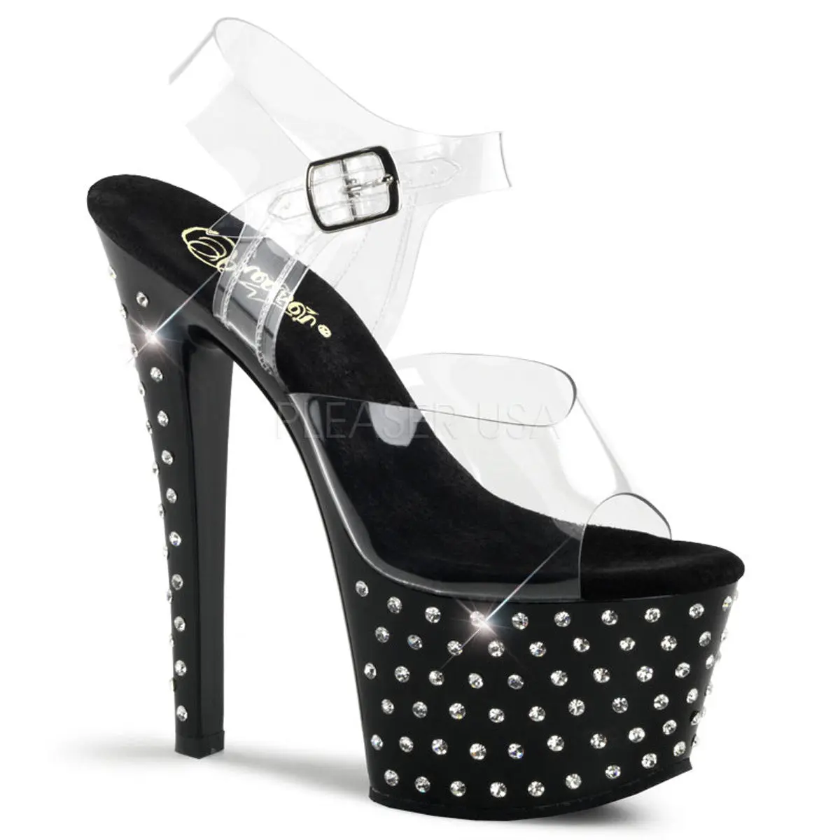 7 Inch Heel STARDUST-708 Clear-Black