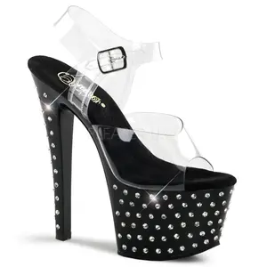 7 Inch Heel STARDUST-708 Clear-Black