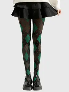Retro Style Plaid Pattern Leg Slimming Pantyhose, Dark Cute Socks Design, Comfortable & Stylish Women's Stocking