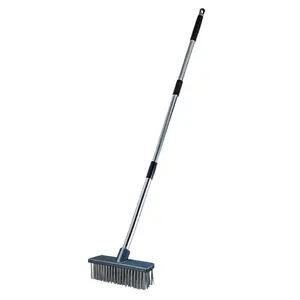 Stainless Steel Scrub Brush, Deck Brush for Moss, Rust & Oil Removal, Industrial Grade Concrete & Garage Floor Cleaner with Non-slip Handle, Construction Tools