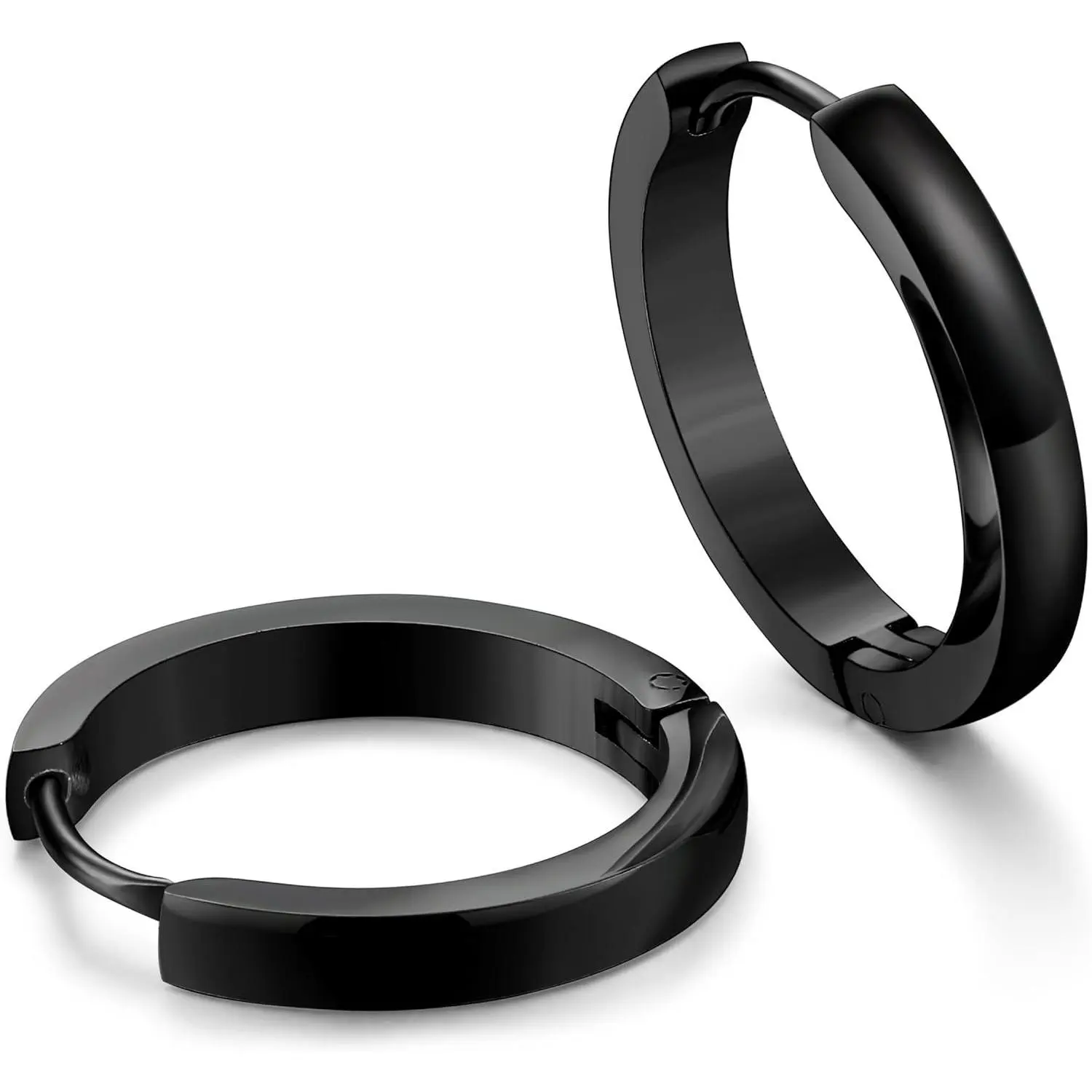 Cassieca Unisex Lead-Free Stainless Steel Dome-Shape Huggie Hoop Earrings Jewelry, 3 Pairs Multi-Size (12/16/20mm) Fashionable Non-Tarnish Daily Wear Accessories, Fashionable Huggie Earrings