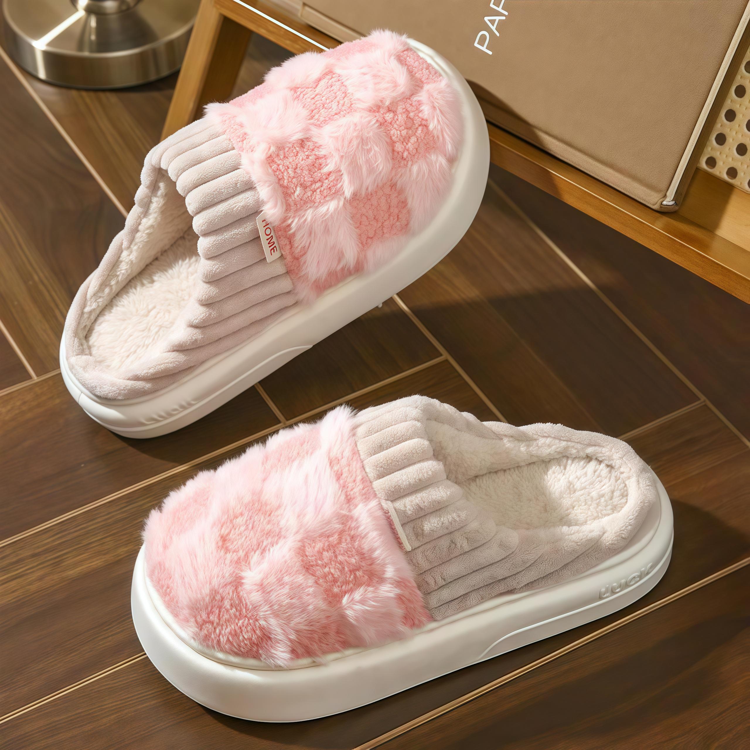 Fuzzy Warm Winter Slippers for Women Men Soft Plush Lined Comfy Thick Non-Slip House Shoes Indoor Outdoor Fuzzy Warm Winter Slippers for Women Men Soft Plush Lined Comfy Thick Non-Slip House Shoes Indoor Outdoor
