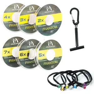 Fly Fishing Tippet Line Material with Tippet Line Holder & Tender, Clear, 55Yds, 4PCS/6PCS