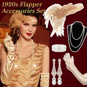 1 SET 1920s Flapper Accessories Set for Women, Roaring 20s Great Gatsby Headband Flapper Costume Accessories