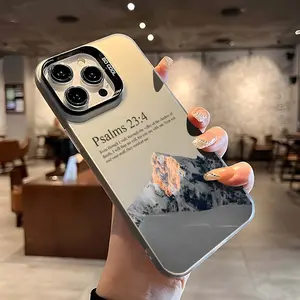 Case for iPhone 16 Pro Max 15 Plus 14 13 12 11 XS XR Black Snow Mountain Pattern Drop Protection Shockproof Soft Silicone Smartphone Cover Gift For Girls and Women