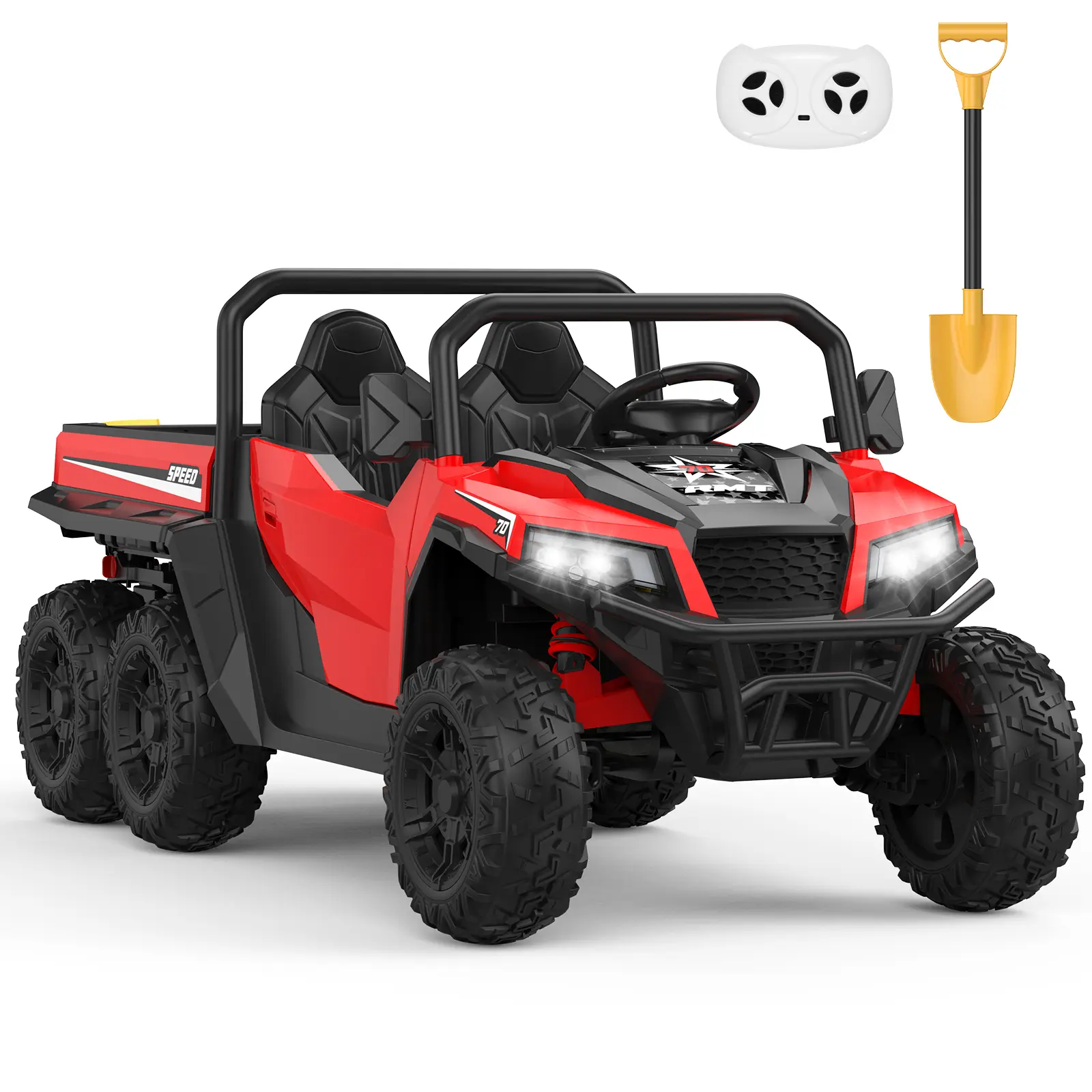 CPSC-Certified 2-Seater Unisex Electric Construction Dump Truck for Kids, 24V 4WD Battery-Powered Ride-On Toy, Remote Control, Key Ignition Safety, Built-In Bluetooth Speaker & Bright LED Lights, Great Birthday Gift for Ages 3+