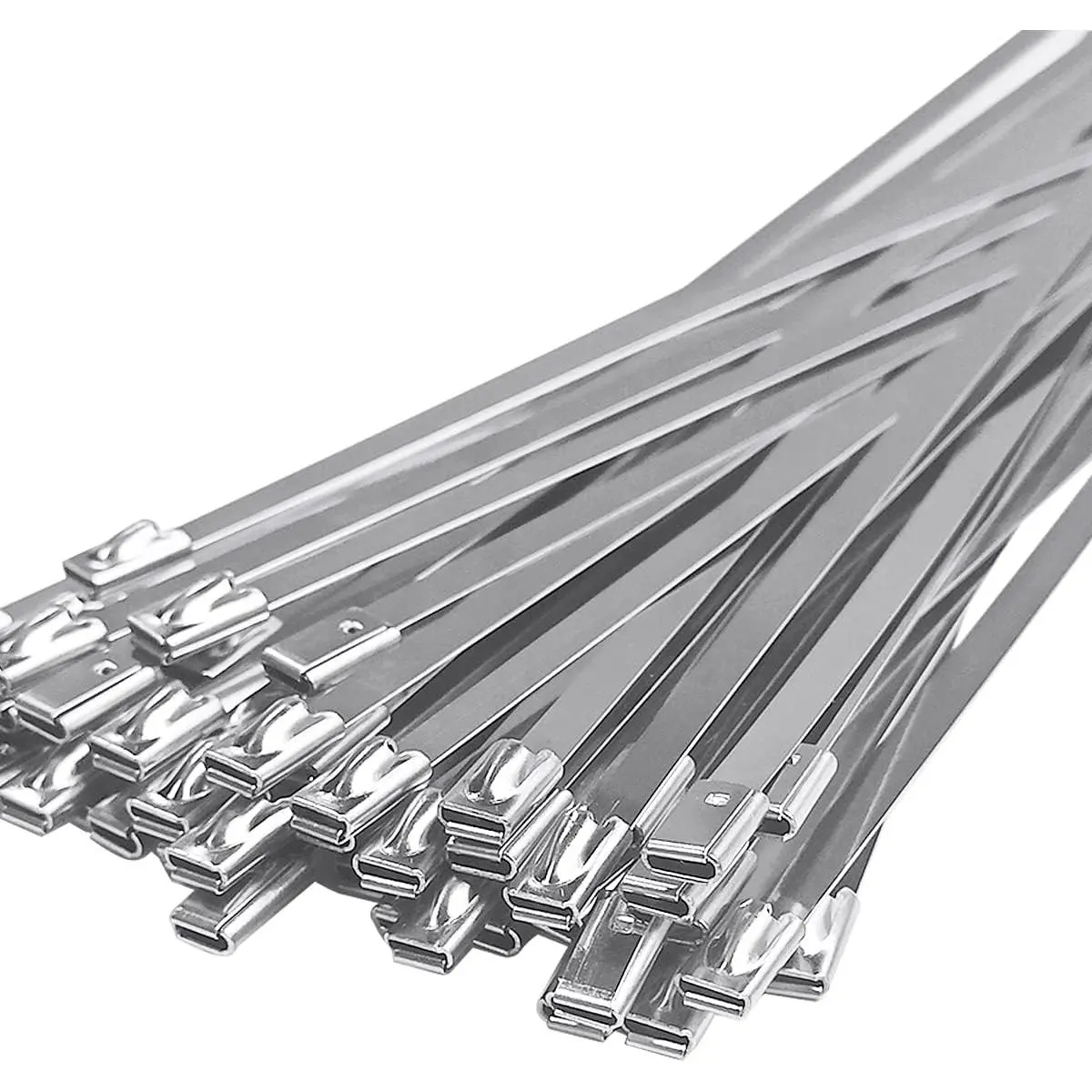 50-Count 304 Stainless Steel Zip Ties, 11.8-Inch (300mm) 0.18" x 0.01" Durable Locking Ties (Don’t Need to Worry About Heat) for Garden, Home Improvement, Electrical Wires/Cables