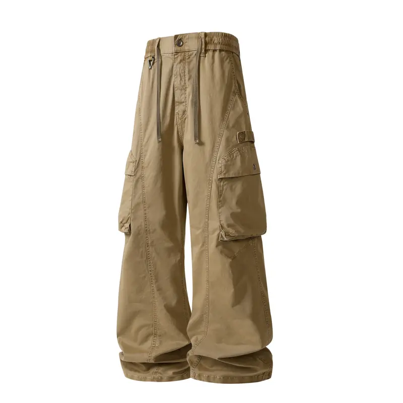 Men's 97% Cotton 3% Spandex Stretch Vintage Washed Distressed Double Side Big 3D  Waist Loose   Straight Outdoor Hiking Functional Wrinkle Resistant Daily Commute Versatile Floor-Length Casual Work Pants  Baggy Wide Leg Sweatpants   582