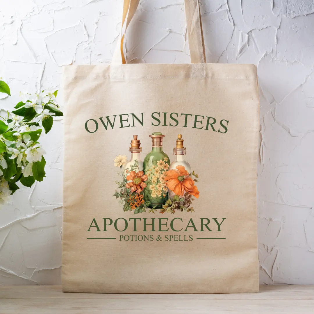 Owens Sisters Apothecary Tote Bag for Witchcraft Supplies Practical Magic Gothic Canvas Tote Bag Vintage Halloween Occult Aesthetic tote bag