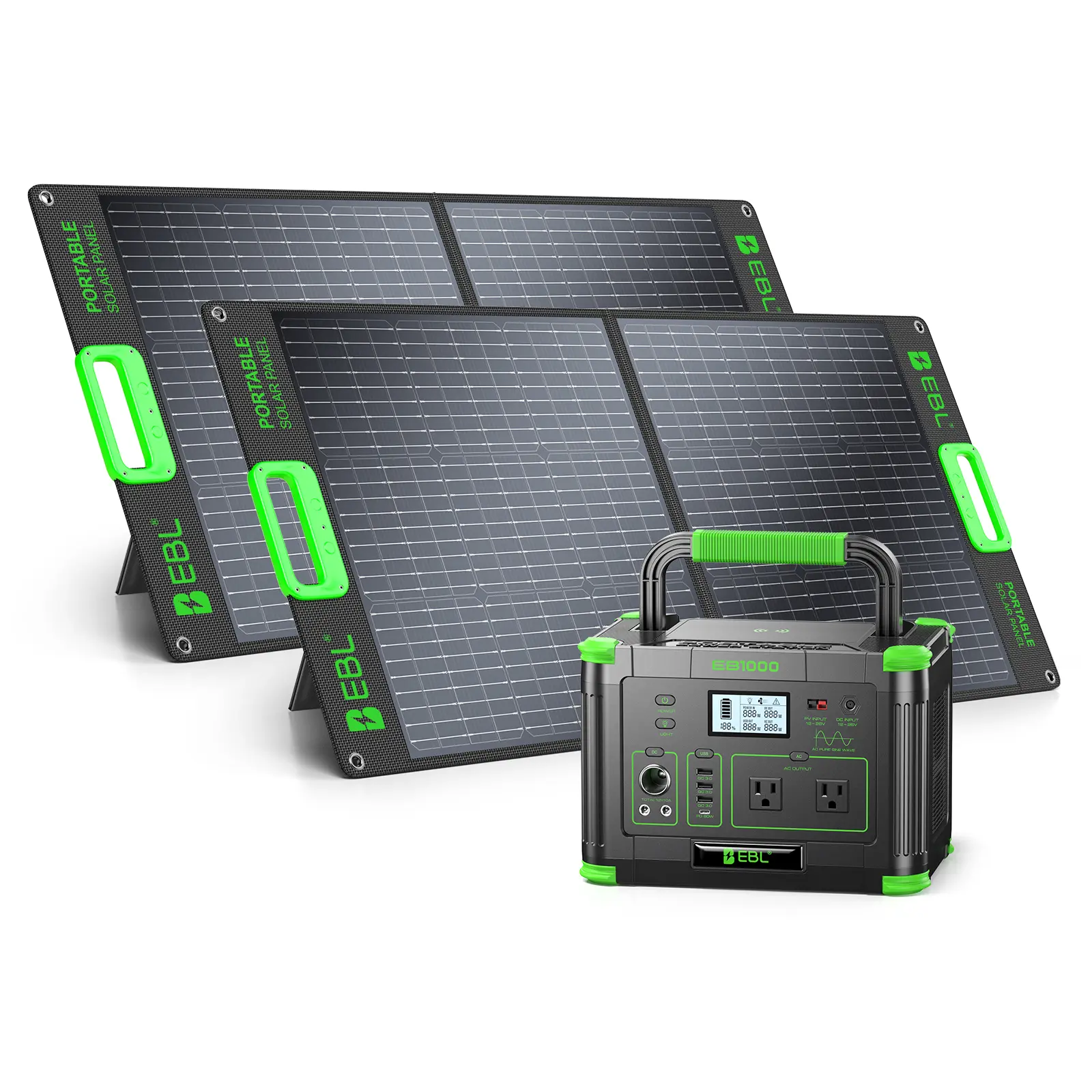 EBL 999Wh 1000W Power Station + Foldable Solar Panel Bundle, Off-Grid Power Solution with MPPT Control for Outdoor Adventure Users (100W/200W Panel Options, Shipped Separately)