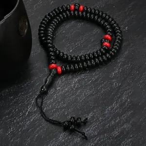 99-Bead Ethnic Black Flat Acrylic Handheld Prayer Beads - Stackable Islamic Bracelet for Muslim Modesty Wearing