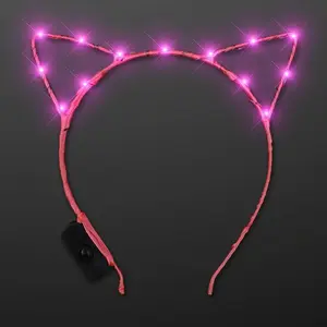 Starlight LED Kitty Light Up Cat Ears Headband - CUTE COMFORTABLE & EASY TO USE - 3 Light Functions Flash Blink Steady - Batteries Replaceable - Perfect for Birthdays Dance Parties Festivals Halloween