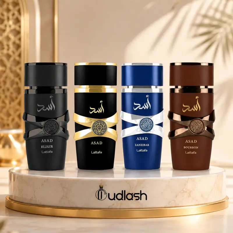 Lattafa Perfumes | Asad Elixir + Asad + Asad Zanzibar + Asad Bourbon | Eau De Parfum | 100 ML | Black Pepper - Citrus & Vanilla Notes, Wood