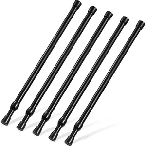 5 Pack Tension Rod 16 to 28 Inch,  Small Tension Rod, 5/8" Diameter No Drilling Expandable Short Tension Rods Spring Rods, Tension Rods for Closet, Cupboard, Hanging Clothes, Black