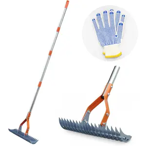 Thatch Rake - 74-Inch Heavy Duty Metal Rake with Hardened Steel Tines for Efficient Lawn Thatch and  Grass Removal, Detachable Handle Manual Dethatcher Rake for Yard and Landscape Maintenance
