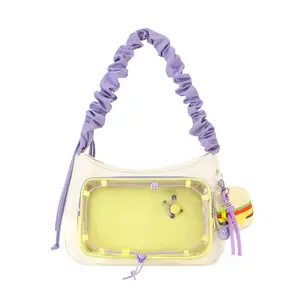 THE JUNCO Original Crabby Patty ITA Bag – Large Capacity Crossbody Shoulder Bag for Women, Clear Window Tote for Pin Display, Lightweight Everyday Bag for College, Work & Commute