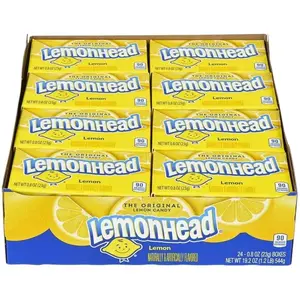 Lemonhead Hard Lemon Candy, 0.8 Ounce Boxes (Pack of 24) Bonbon Sweet