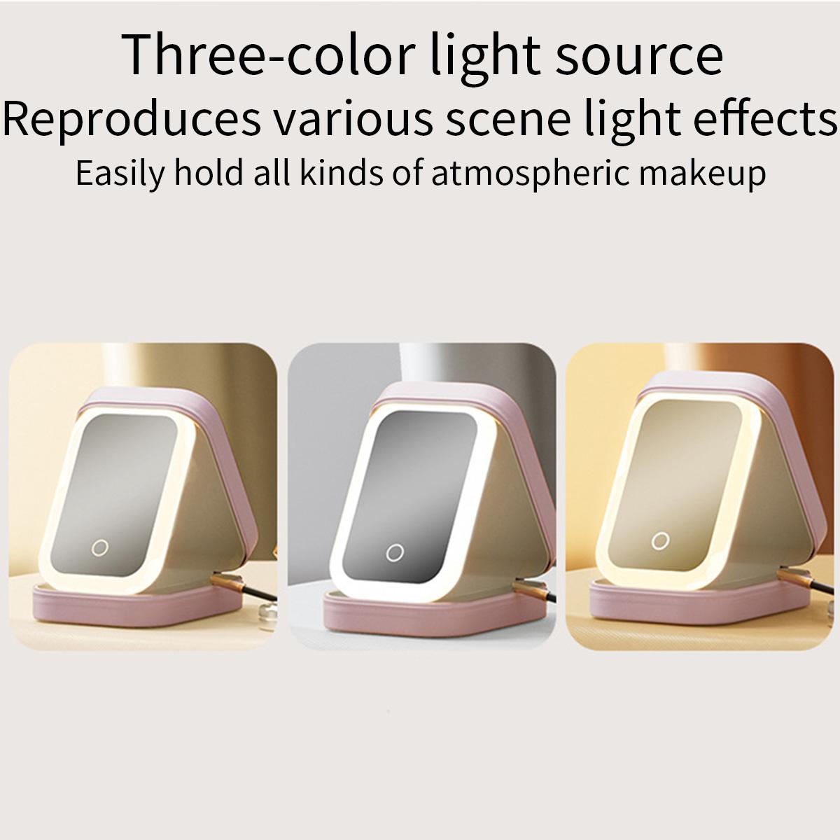 Portable Large Capacity Makeup Bag with LED Mirror, Adjustable Brightness LED Light Cosmetic Storage Containers Set, Travel Makeup Organizer