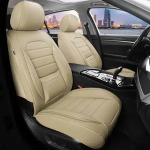 Seat s Full Set, 5 count Universal Leather Seat s for ,  Front and Rear Seat s, Breathable Automotive Seat  for  Sedans, , SUVs, Beige