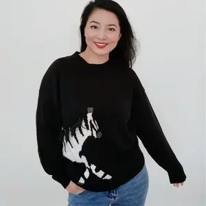 100% Wool Black Zebra Sweater