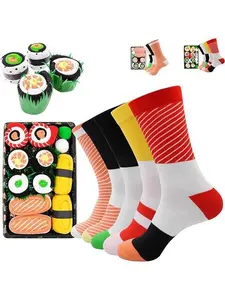 Sushi Socks in a Box– 3 or 5 Pairs, One Size Fits Most, Novelty Socks, Funny Sushi Easter Basket Filler Idea