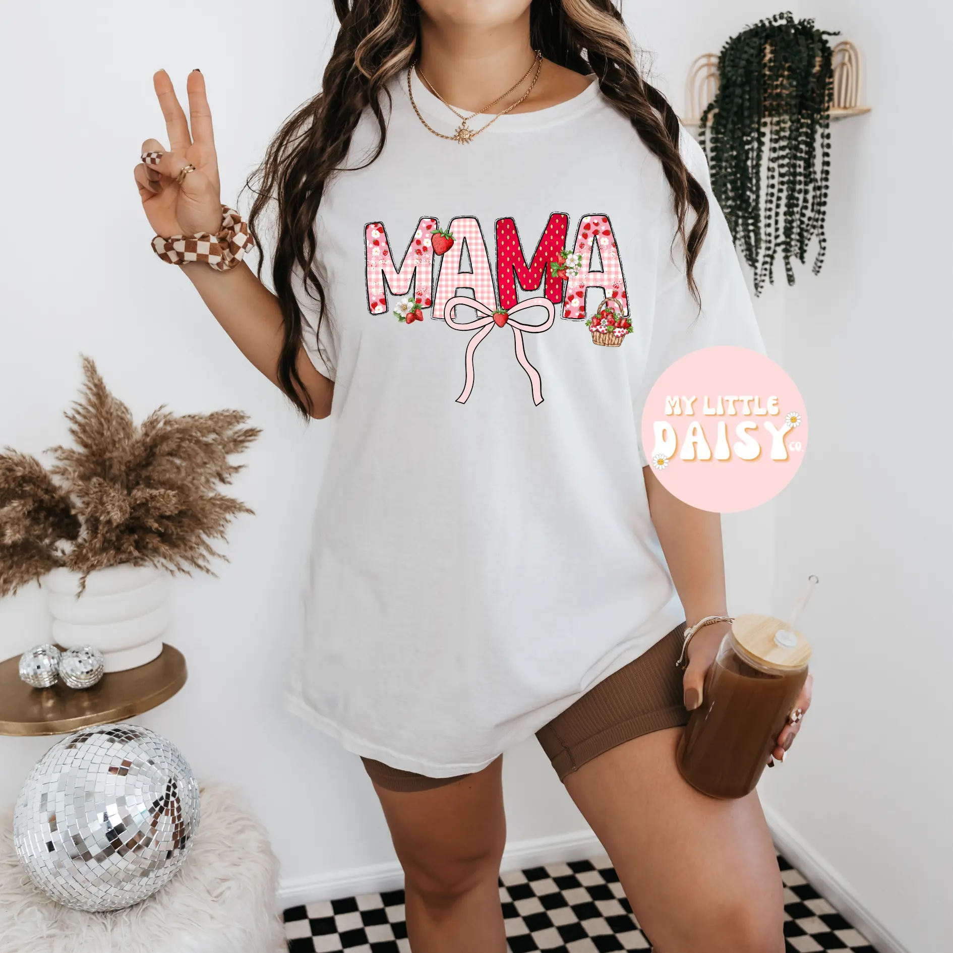 strawberry mama, cute mama strawberry tee, strawberry picking tee