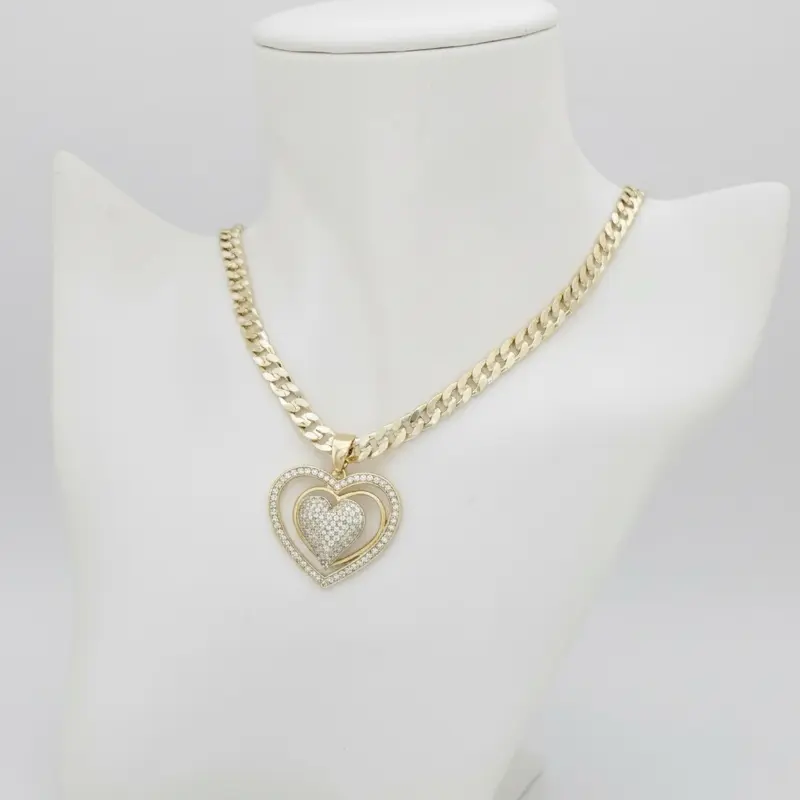 Female Gold-Plated Exquisite Chain Jewelry #945, Casual Elegant Double Heart Pendant Necklace
