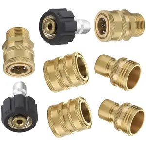 2024High Pressure Cleaning Machine Adapter Tools, 1/4 Inch 3/8 Inch Quick Connect Adapter Kit for Pressure Washer, M 22-14mm Conversion Copper Joints, Car Wash Sprayer Adapter