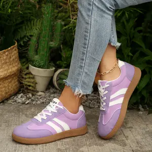 Women's Fashion Lace-Up Sneakers Casual Low-Top Sports Comfortable Campus and Everyday Walking Shoes Purple Trainers