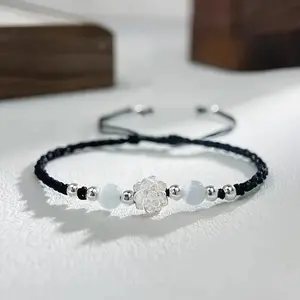 Bohemian Style for Lotus Flower Braided Bracelet - Adjustable, Fashion Accessory for Couples & Best Friends