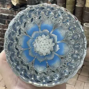 Silver - Rimmed Blue Lotus Porcelain Teacup | Chinese Artisan Ceramic with 3D Flower