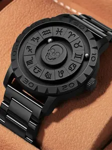 Men's High-Quality Skeleton Head Magnetic Floating Quartz Wristwatch, Skeleton Watches, Stylish Business Fashion Timepiece, Perfect Gift for Him, Ideal for Daily Wear & Parties
