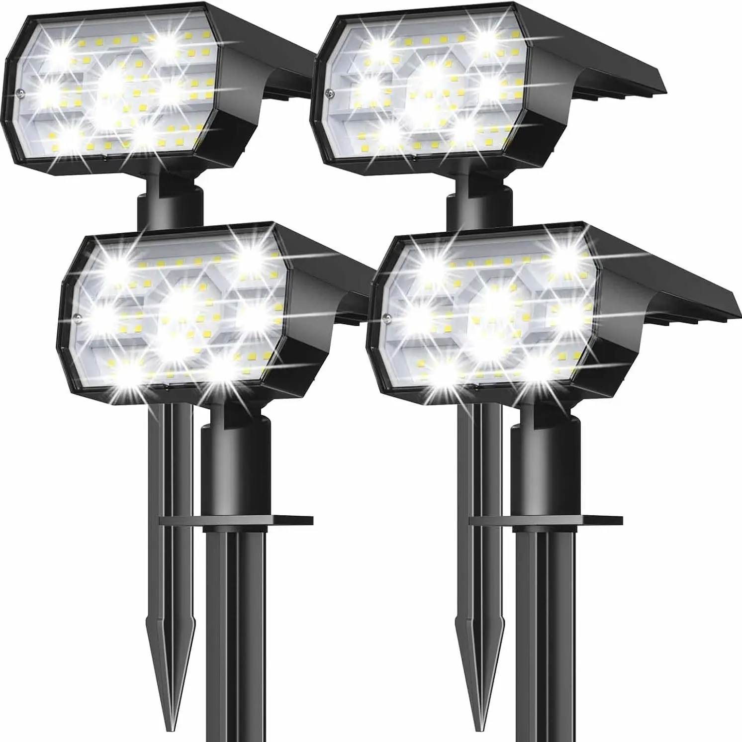 Solar Lights Outdoor Waterproof Ip67, 64 LED 3 Modes, Garden Path Landscape Solar Spotlight, Auto On/off, Set of 4