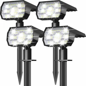 Solar Lights Outdoor Waterproof Ip67, 64 LED 3 Modes, Garden Path Landscape Solar Spotlight, Auto On/off, Set of 4