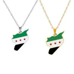 Springtok Y2K Syria Map Necklace Golden/Silver Men Women Everyday Jewelry Meaningful Special Gift
