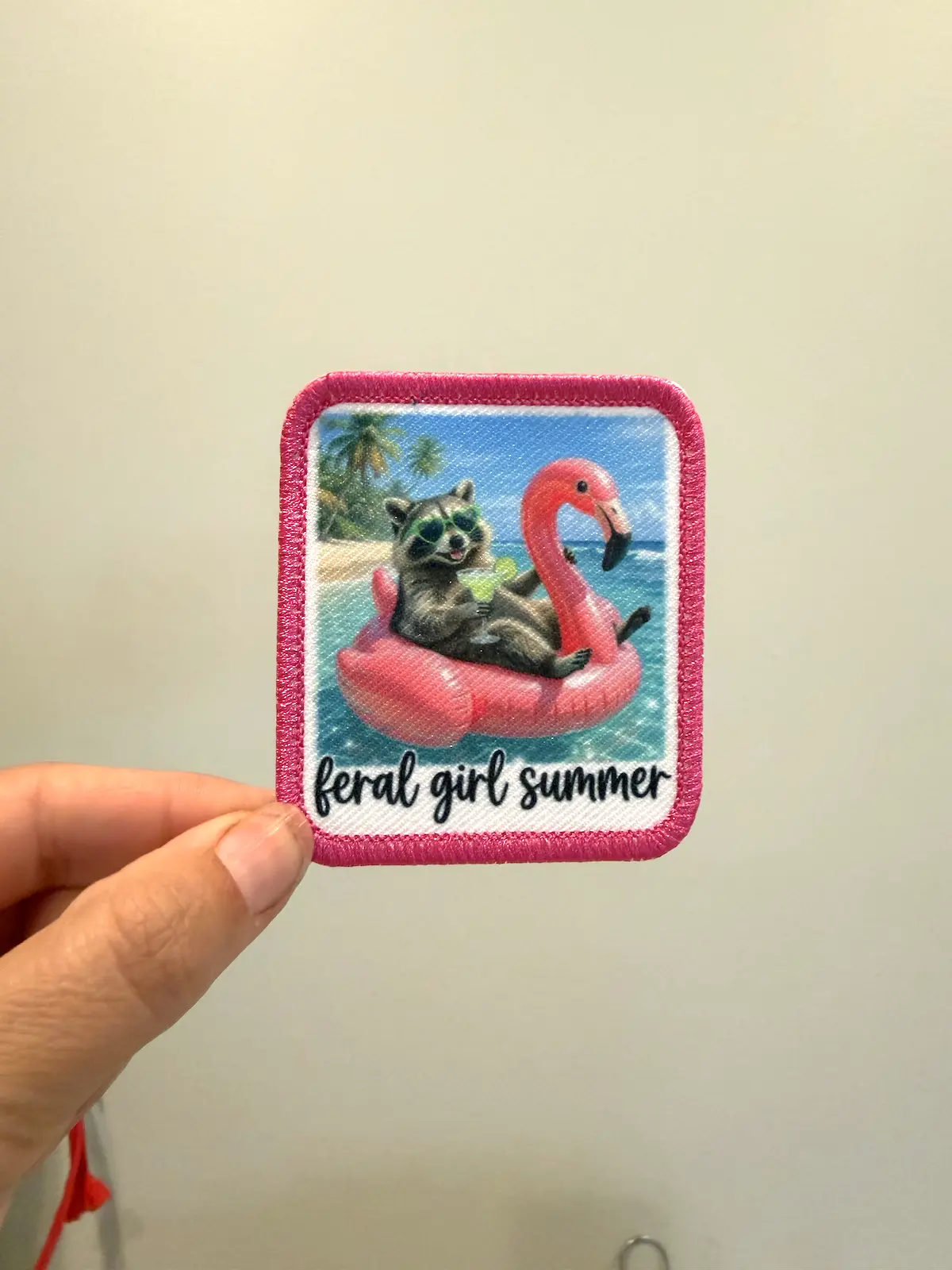 Feral Girl Summer, Raccoon Float Printed Patch