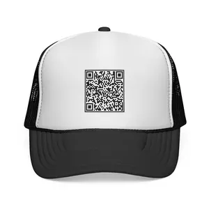 Hidden Message QR Code Political Trucker Hat, Scannable Graphic Cap, Surprise Image Snapback, Mesh Back Foam Hat, Viral Interactive Hat