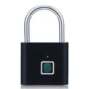 Black Silver USB Rechargeable Door Smart Lock Fingerprint Padlock Quick Unlock Zinc Alloy Metal High Identify Security Lock amzwn