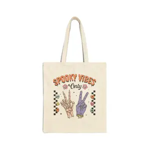 Canvas Halloween Tote Bag Trick or Treat Candy Bag