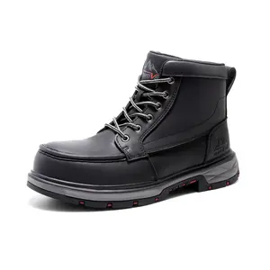 NORTIV 8 Waterproof Moc Toe Work Boots for Men Steel Toe Comfortable Leather Boots